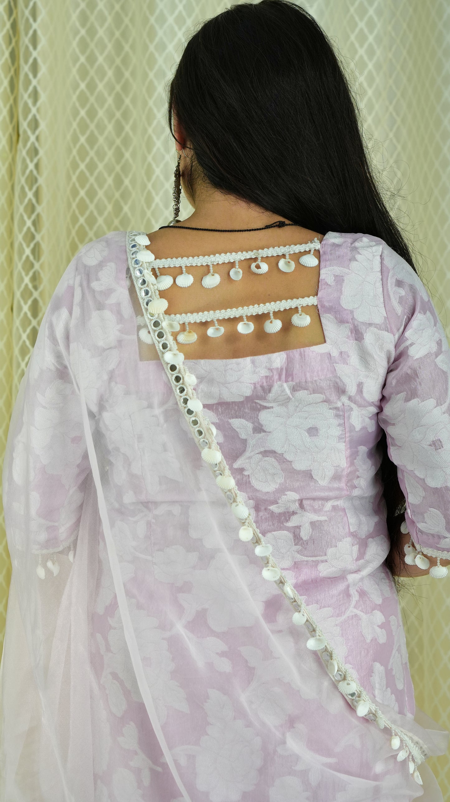 Baby pink floral design kurta set